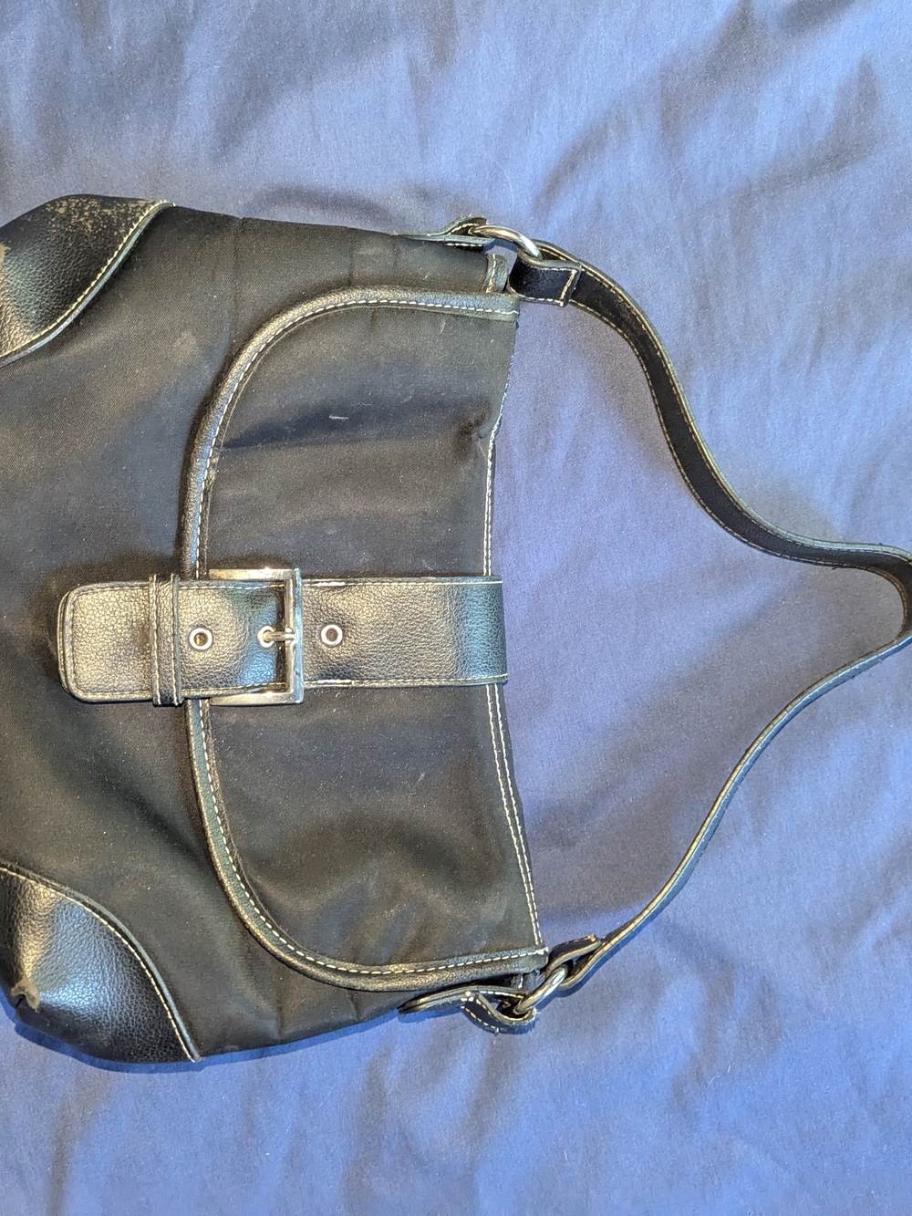 Victoria's Secret Black Mini Shoulder Bag with Buckle Strap